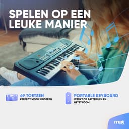 Speelgoed piano kinderen - MAX KD49 kinder piano met 49 toetsen - Ingebouwde ritmes en microfoon - Zwart — thumbnail 4