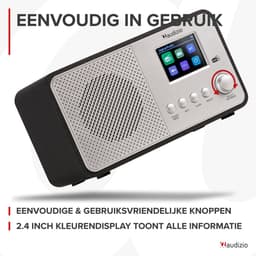 DAB radio - Audizio Avio DAB radio met Bluetooth - DAB+ - FM - USB - 20 voorkeurszender - Zilver — thumbnail 5