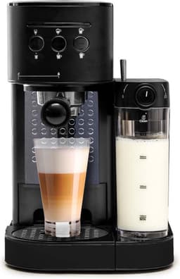 BluMill Koffiemachine - Pistonmachine - Espressomachine - Incl. automatische melkschuimer & 2 portafilters - Mat Zwart — thumbnail 1
