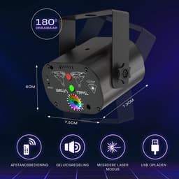 Boscer Disco Laser | 3 in 1 Multilaser | 4000mA Oplaadbare Accu | Stroboscoop & Parscoop effect | LED Disco | Party discolaser | Geluid gestuurd | Discolamp | Lichteffect — thumbnail 4