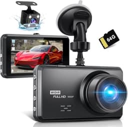2,5 K dashcam voor de auto, voor achter, 64G SD-kaart, 1600P + 1080p FHD Dual Dash Cam, 3,2 inch IPS-scherm, autocamera, 176° + 160 ° groothoek, autocamera, G-sensor, nachtzicht, WDR — thumbnail 1