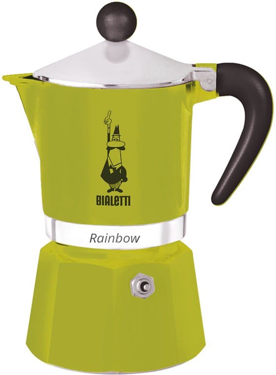 Bialetti Rainbow Percolator 1 Kops Groen – Espresso Maker – Aluminium – Italiaanse Koffiezetter – 60 ml — afbeelding 1