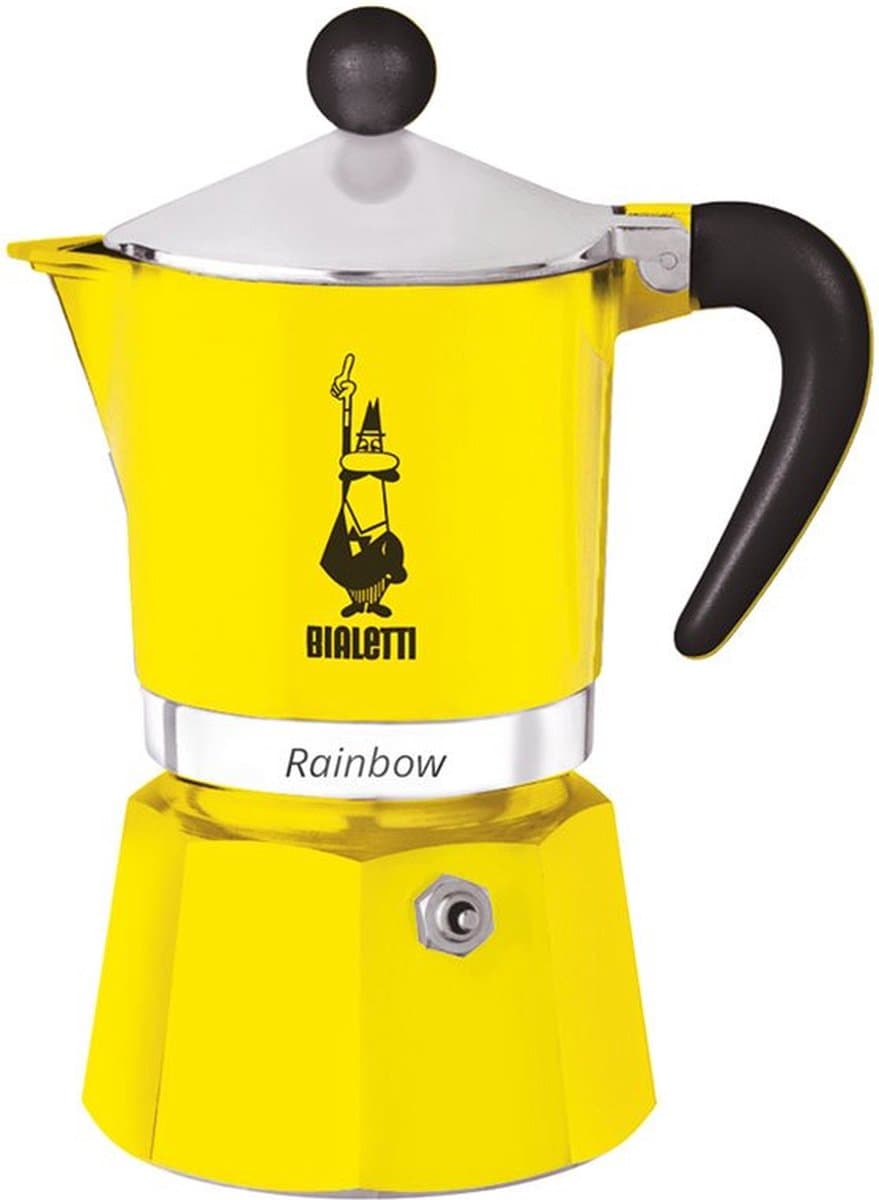 Bialetti Rainbow Percolator 1 Kops Geel – Espresso Maker – Aluminium – Italiaanse Koffiezetter — afbeelding 1