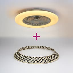 Plafondventilator Cakir met stereffect en aanpasbare kleurtemperatuur - bamboe kap — thumbnail 1
