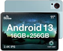 Doogee T30s Touchscreen-tablet 11 Pouces 2,4k 7,6 mm Ultradunne Android 14 16Go Ram + 256Go Rom/TF 1TB 5G WiFi Batterij 8580MAH,Blauw
