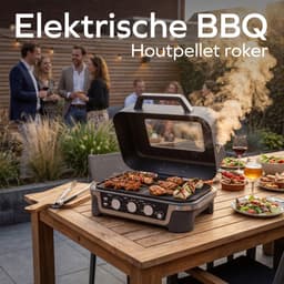 KitchenBrothers Elektrische BBQ en Smoker - Tafelmodel voor Balkon - 90°C tot 250°C - 2600W - Tafel BBQ - Met Kijkvenster — thumbnail 2