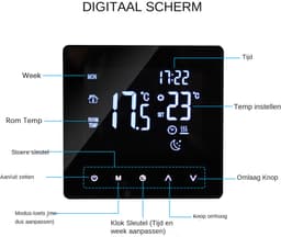 WiFi Slimme Thermostaat – LCD Touchscreen – Tuya App Bediening – Programmeerbare Vloerverwarming – Voor Waterverwarming — thumbnail 2