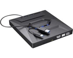 Externe DVD Brander - Optische Drive - Bestanden Archiveren - Dubbele Interface - 20 x 16 x 2.5 cm - Zwart