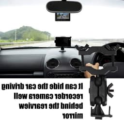 Houder voor Dashcam, Auto Recorder Bevestiging, 360 Graden Draaiende Beugel voor Achteruitkijkspiegel, Geschikt voor 20mm Achteruitkijkspiegels — thumbnail 5