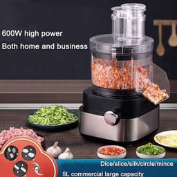 Elektrische Groentesnijder - Keukenmachine Groenten - Snel Groenten Snijden - 5-in-1 Multifunctioneel - 5000 ml kom - Zilver — thumbnail 3