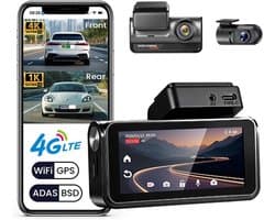 4G LTE 4K Ingebouwde Camera voor Auto – Voor- en Achtercamera – met ADAS BSD DVR Auto – Ondersteunt App-bediening via Wi-Fi – met GPS-videorecorder – Nachtzicht
