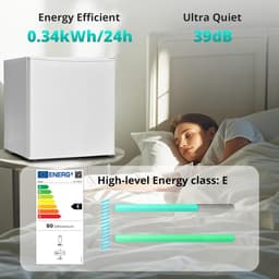 SMETA 48L Refrigerator Mini Fridge with Freezer for Office, Camping and Bedroom, Reversible Door, Adjustable Legs, 6-Step Thermostat, White, 39 dB Quiet, 0-10 °C — thumbnail 5