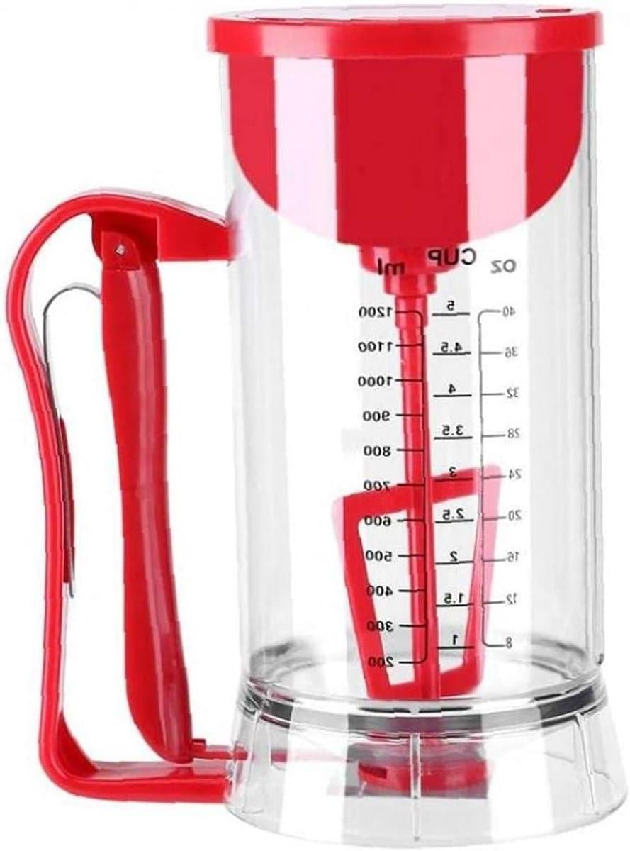 Elektrische Beslagmaker - Beslagdispenser - Gebak Maken - Draadloze Batterij Aangedreven - 1200ml Capaciteit - Transparant Rood — afbeelding 1