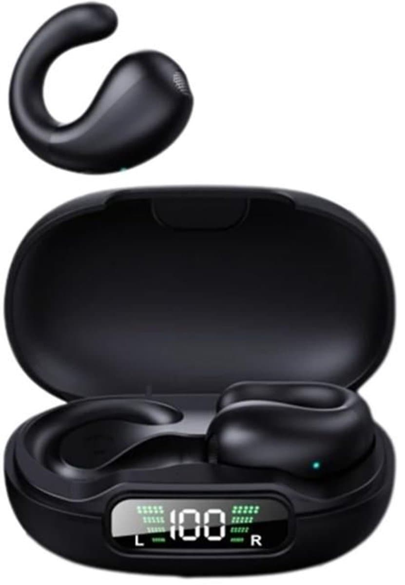 Bluetooth-oortjes, hoge geluidskwaliteit, stereogeluid, comfortabel om te dragen, intelligente ruisonderdrukking, ergonomisch ontwerp, zwart. — afbeelding 1