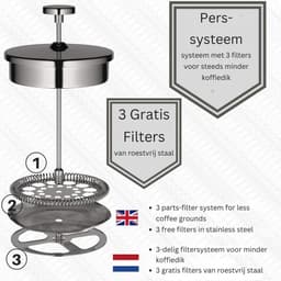 White-Label® French Press Koffiemaker - Koffiepers - Verse Koffie Maker — thumbnail 5