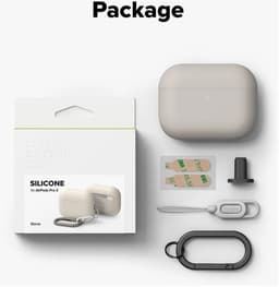 Ringke Silicone Hoesje Geschikt voor Apple AirPods Pro 3 - Siliconen Cover - Karabijnhaak - Case Beige — thumbnail 2