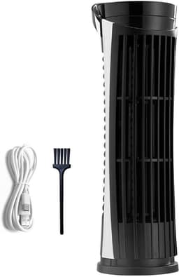 Kleine tafelventilator Torenventilator Airconditioning Fans voor thuis Woonkamer Slaapkamer USB Bureauventilator Tafellamp 2 snelheden Stil, Zwart — thumbnail 1