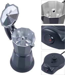 Elektrisch Koffiezetapparaat - Mokka Pot - Thuis Koffie Zetten - Hittebestendig Handvat - 300 ml - Zwart — thumbnail 5