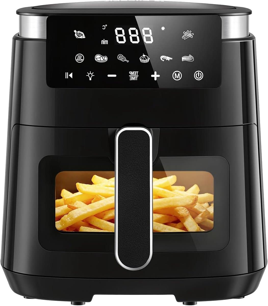 Heteluchtfriteuse XXL - Airfryer Oven - Gezond Koken - Kijkvenster met Verlichting - 5.5 Liter - Zwart — afbeelding 1