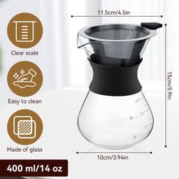 Dailygoods- Koffiezetapparaat 2-3 Kop - Giet Over Koffiezetapparaat - Glazen Pot - Roestvrij Stalen Koffiefilter - Compact Ontwerp - Drip Coffee Maker — thumbnail 2