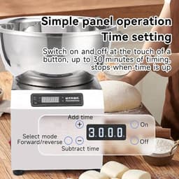 Deegmixer - Elektrische Kneder - Bakken Thuis - Dubbele Rotatie - 8KG Capaciteit - Zilver — thumbnail 3