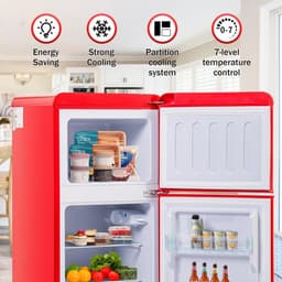 Kleine Koelkast - Compacte Koelkast - Dranken Koelen - Dubbele Deuren - 60 liter - Rood — thumbnail 4