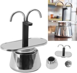 Dailygoods- Moka Pot Mini 2 Kops - RVS Koffiezetapparaat - Koffiepot voor Fornuis - Lichtgewicht en Compact - 100ML Inhoud - Gemakkelijk te Gebruiken - Koffiezetter — thumbnail 4