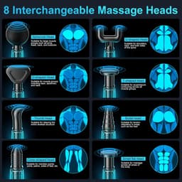 Massagepistool - Draagbare massager - Spierherstel - 8 koppen 99 snelheden - 13 mm diep - Grijs — thumbnail 5