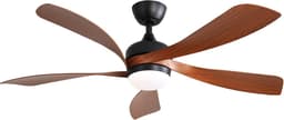 Plafondventilator Met Lamp - Stille ventilator - 5 ABS Bladen - Ø 52 inch - Dimbare lamp met 3 lichtstanden - 6 standen voor de windkracht - Met Afstandsbediening - LED's Light - Zwart — thumbnail 1