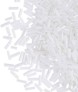 Set van 6 witte glazen buisvormige bugel zaadkralen van 18 mm voor het maken van sieraden en creatieve doe-het-zelf projecten — thumbnail 1