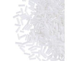 Set van 6 witte glazen buisvormige bugel zaadkralen van 18 mm voor het maken van sieraden en creatieve doe-het-zelf projecten