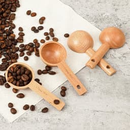 Dailygoody - Set van 4 Houten Koffieschepjes - Beukenhout - 15 ml - Keukenaccessoires voor Koffie en Specerijen — thumbnail 4
