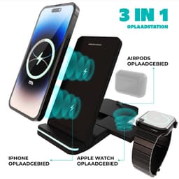 3 in 1 Foldable Wireless Charger geschikt voor Apple iPhone / Apple Watch / AirPods - Oplader draadloos - iPhone Oplader met kabel - USB A naar USB C - Opvouwbaar Docking station - Vouwbaar Oplaadstation - GSM lader Qi station — thumbnail 5