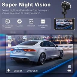 2,5 K dashcam voor de auto, voor achter, 64G SD-kaart, 1600P + 1080p FHD Dual Dash Cam, 3,2 inch IPS-scherm, autocamera, 176° + 160 ° groothoek, autocamera, G-sensor, nachtzicht, WDR — thumbnail 5