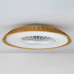 Plafondventilator Cakir met stereffect en aanpasbare kleurtemperatuur - rotan kap — thumbnail 3