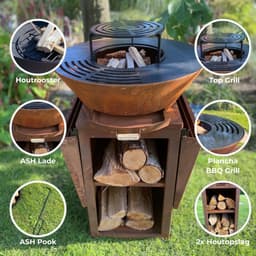 ASH - Phoenix - XXL - Cortenstaal - Plancha barbecue met grillring - Buitenkoken - Plancha BBQ - Plancha Bakken - Roest- Grillring - Extra groot — thumbnail 1