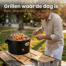 Lomera Draagbare Barbecue - Draagbare BBQ - Houtskoolbarbecue - Houtskool BBQ - Tafel BBQ - Tafelbarbecue - Tafelgrill - Mini BBQ - Camping Barbecue - Barbecue voor Strand - Barbecue voor Park - Barbecue voor Balkon — thumbnail 4