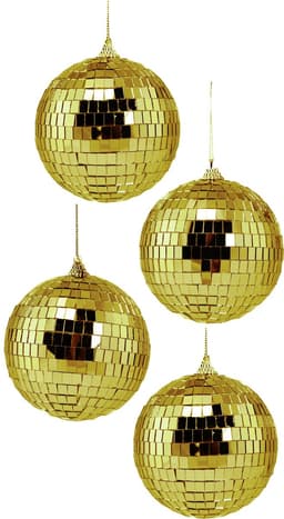 KIMU® 4x Discobal Goud Ø 10 cm Klein - Gouden Discobol Spiegelbol Glitterbol Glitter Spiegeltjes Disco Bal Bol Decoratie Planeet Kerstbal Kerstballen Halloween — thumbnail 1