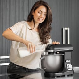 Keukenmachine - Mixer met kom - Bakken en mixen - Duurzame metalen aandrijving - 5.7 Liter kom - Zwart — thumbnail 3