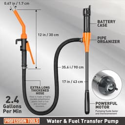Batterij aangedreven (niet inbegrepen), vloeistofpomp, elektrische vloeistofhevelpomp, multifunctionele draagbare pomp, afneembare elektrische waterpomp, oliepijp, oliezuiger, draagbare oliepomp, zelfrijdende slangoliepomp, blauw — thumbnail 2