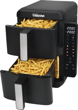 Tristar FR-9074 - Stack airfryer XXL - 9L - 2 onafhankelijke kookzones - Dubbele gestapelde lades - 8 kookprogramma's - 2400W - PFAS-vrij - Bespaart 45% Ruimte - 6 personen — thumbnail 1
