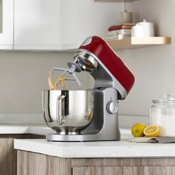 Nexvo® Mixer met Mengkom - Keukenmachine - Deegmixer - Inclusief Accessoires - RVS- Zilver/Rood - 39cm x 24cm x 36cm — thumbnail 4
