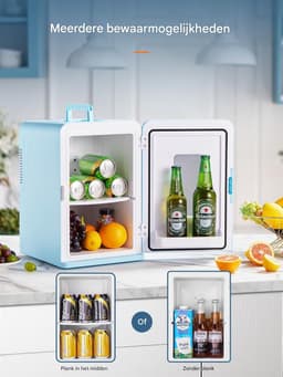 2 in 1 Mini Koelkast 15L - Compacte Koelkast met Koel en Verwarmfunctie - Draagbare Mini Fridge DC en AC - Kleine Koelkast voor Auto Kamer en Kantoor - Stille Energiezuinige Cosmetica en Dranken Koelkast - Mini Koelkast - Mini Koelkasten Voor Drinken — thumbnail 4