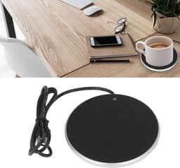 Bekerwarmer met temperatuurregeling, USB-drankverwarmer voor kopjes en glazen, Ø 10,3 cm, constante 55°C (zilver) — thumbnail 4
