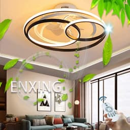 Moderne LED Plafondventilator met Verlichting Zesblads Onzichtbare Stille Zwenklamp Dimbaar — thumbnail 4