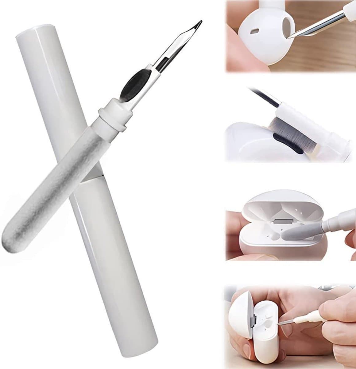 Schoonmaakset Geschikt voor AirPods / AirPods Pro - Cleaning Pen voor Bluetooth Oordopjes en Oplaadcase - Reinigingspen voor Samsung Galaxy Buds, EarBuds en andere bluetooth headsets — afbeelding 1