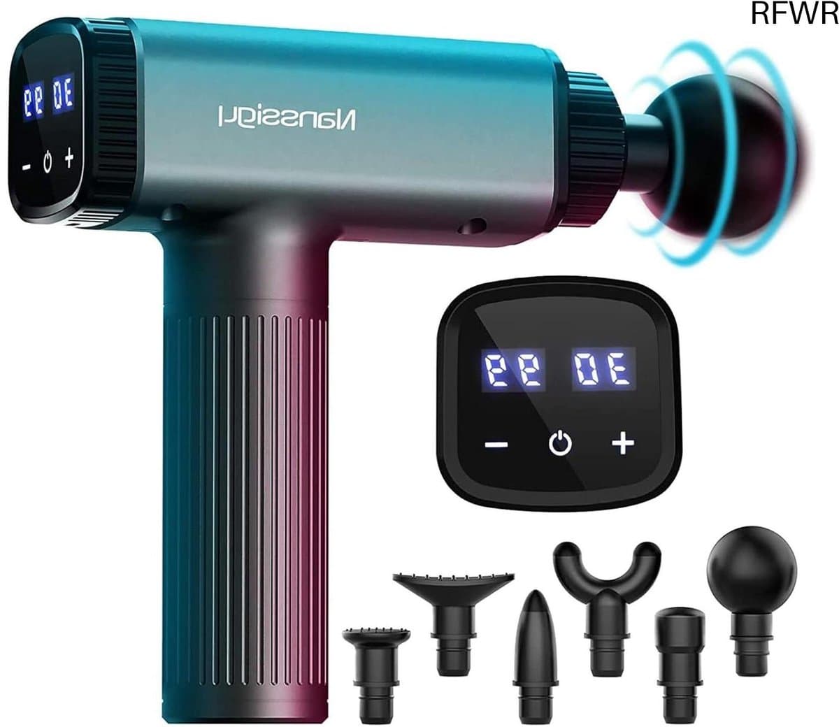 RFWR® Massagepistool voor spierpijnverlichting met 30 snelheden en 6 massagekoppen — afbeelding 1