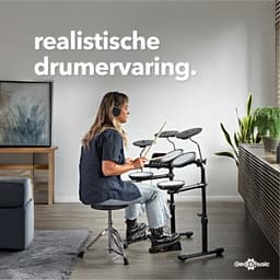 VISIONDRUM 7-Delig Mesh Pads Drumstel Kruk & Koptelefoon - Zwart — thumbnail 4