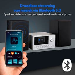 MEDION P85003 Micro audiosysteem (internetradio, DAB+, PLL FM-radio, Bluetooth, USB-aansluiting, AUX, 2x150 W) zilver — thumbnail 4
