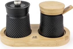 Peugeot Bali Fonte Peper- En Zoutstel 8 cm - Zwart/hout - Gietijzer — thumbnail 1